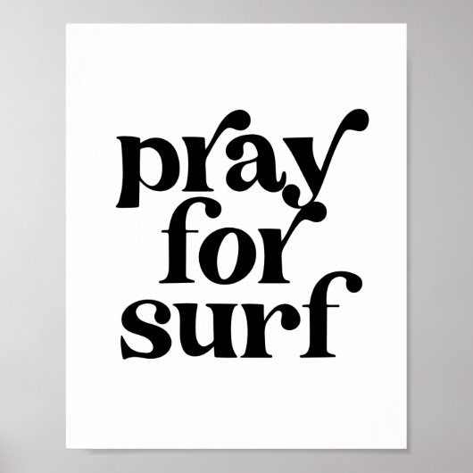Pray for Surf  Retro Font Poster (Voorkant)