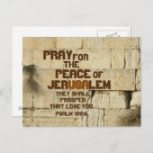 Pray for the Peace of Jerusalem, Psalm 122:6 Briefkaart (Voorkant / Achterkant)