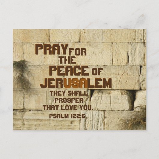Pray for the Peace of Jerusalem, Psalm 122:6 Briefkaart (Voorkant)