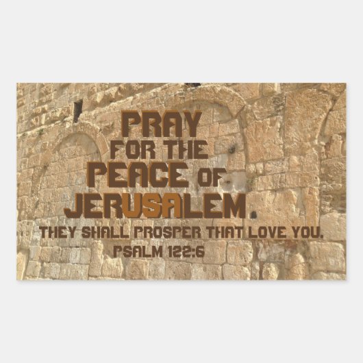 Pray for the Peace of Jerusalem, Psalm 122:6 Rechthoekige Sticker (Voorkant)