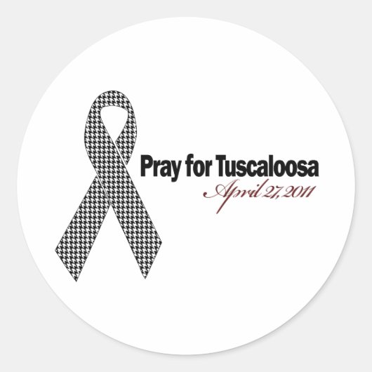 Pray for Tuscaloosa Alabama (Houndstooth) Ronde Sticker (Voorkant)