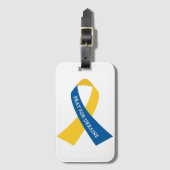 Pray for Ukraine Blue Yellow Ribbon Bagagelabel (Voorkant (verticaal))