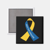 Pray for Ukraine Blue Yellow Ribbon Magneet (Voorkant / Achterkant)