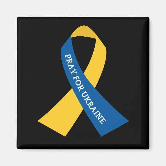 Pray for Ukraine Blue Yellow Ribbon Magneet (Voorkant)