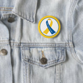 Pray for Ukraine Blue Yellow Ribbon Ronde Button 5,7 Cm (In situ)