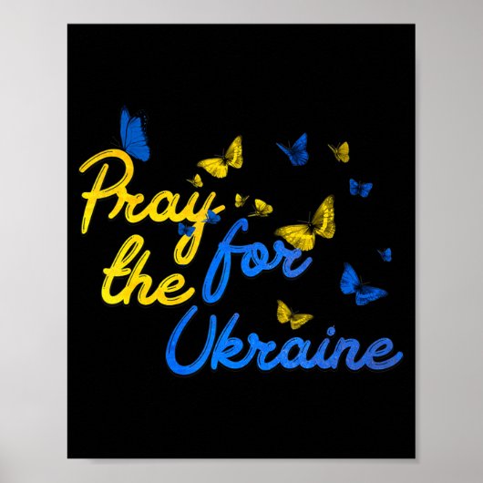 Pray For Ukraine Butterfly Oekraïne Stand With Ukr Poster (Voorkant)