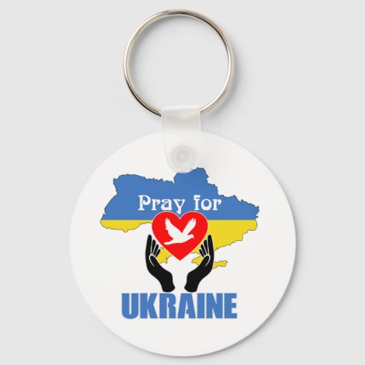 Pray for Ukraine - Peace & Love Sleutelhanger (Voorkant)