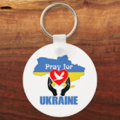 Pray for Ukraine - Peace & Love Sleutelhanger (Voorkant)