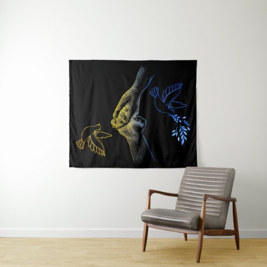 Pray for Ukraine, Realistic Couple Holding Hands 2 Wandkleed (In Situ (horizontaal))