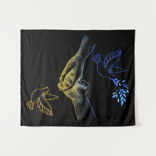 Pray for Ukraine, Realistic Couple Holding Hands 2 Wandkleed (Voorkant (horizontaal))