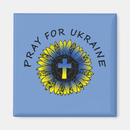Pray for Ukraine Sunflower and Cross Magnet