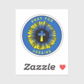 Pray for Ukraine Sunflower and Cross Sticker (Vel)