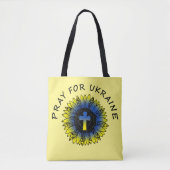 Pray for Ukraine Sunflower and Cross Tote Bag (Voorkant)