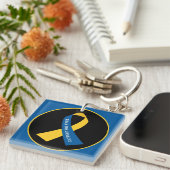 Pray for Ukraine Support Ribbon Square Sleutelhanger (Voorkant Rechts)