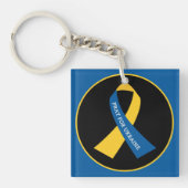 Pray for Ukraine Support Ribbon Square Sleutelhanger (voorkant)