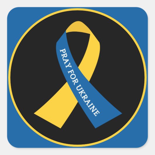 Pray for Ukraine Support Ribbon Vierkante Sticker (Voorkant)