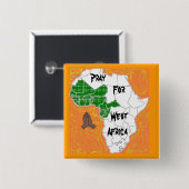 Pray for West Africa Vierkante Button 5,1 Cm (Voorkant /achterkant)