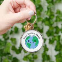 Pray for World Cute Earth Sleutelhanger