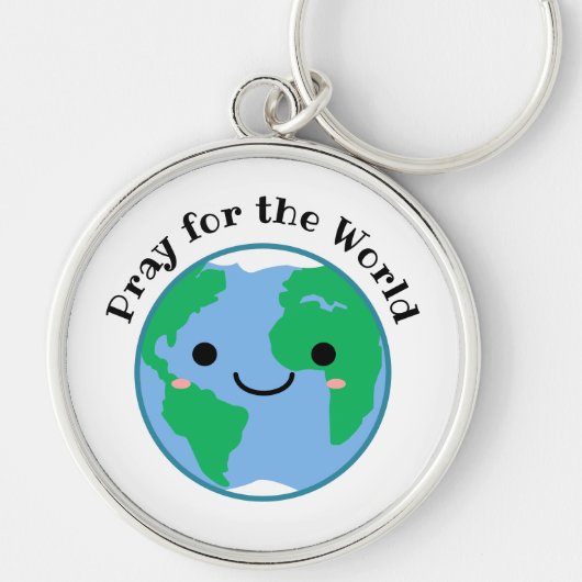 Pray for World Cute Earth Sleutelhanger (Voorkant)