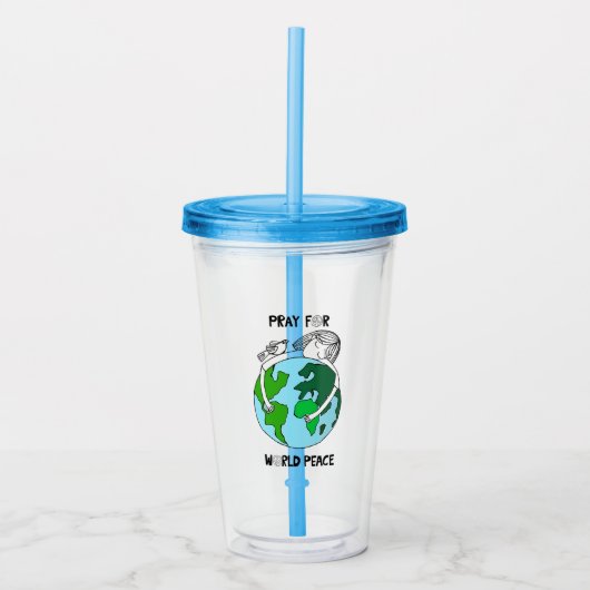 Pray for World Peace Acryl Drinkbeker (Voorkant)