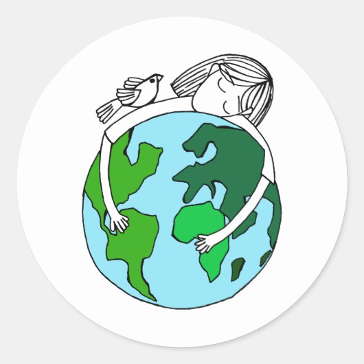 Pray for World Peace Ronde Sticker (Voorkant)