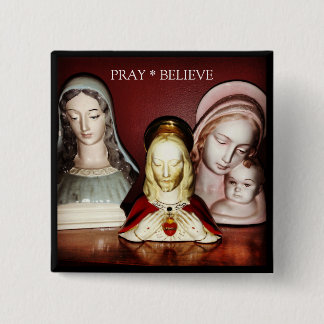 PRAY / GELOOFD SQUARE PIN VIERKANTE BUTTON 5,1 CM