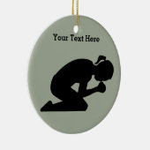 Pray Hard. Er is macht in gebed. Keramisch Ornament (Rechts)