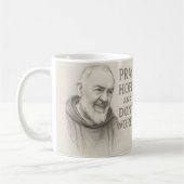 PRAY HOPE DON'T WORRY St. Padre Pio Flowers Koffiemok (Links)