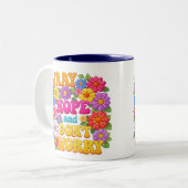 PRAY HOPE DON'T WORRY St. Padre Pio Flowers Tweekleurige Koffiemok (Voorkant links)