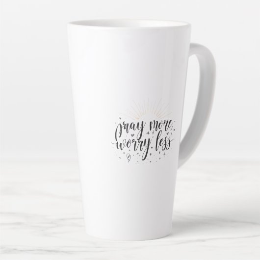 Pray More Worry Less Mug Latte Mok (Rechterhoek)