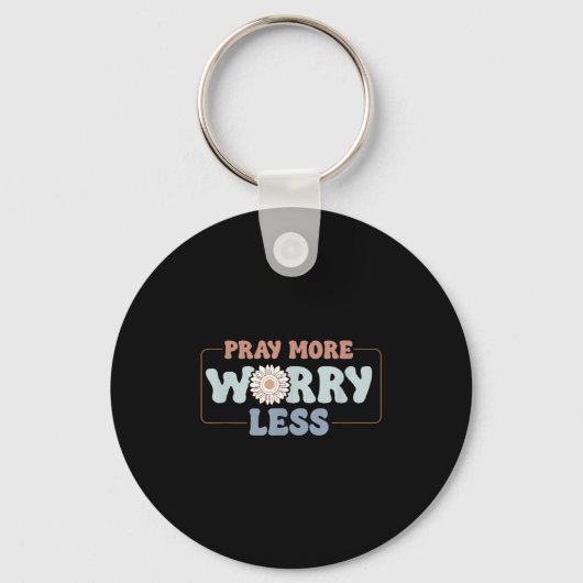 Pray More Worry Less Sunflower Motivation Sleutelhanger (Voorkant)