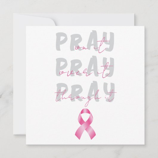 Pray Pink Ribbon Beat Borstkanker Kaart (Voorkant)