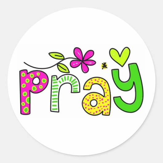 Pray Ronde Sticker (Voorkant)