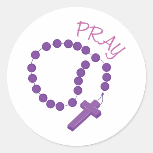 Pray Rosary Ronde Sticker (Voorkant)