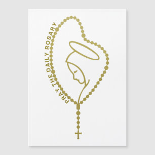 PRAY THE DAILY ROSARY VIRGIN MARY GOLD MAGNET