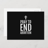 Pray to End Abortion T-Shirt Pro-Life Christelijke Briefkaart (Voorkant / Achterkant)