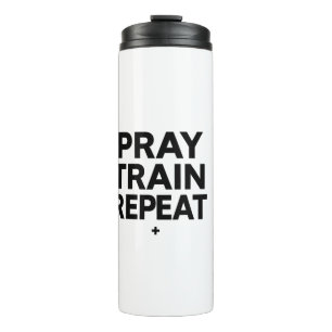 Pray Train Repeat Mok – Christelijke Fitness Motiv