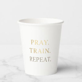 Pray Train Repeat Mok – Christelijke Fitness Motiv Papieren Bekers