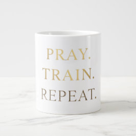 Pray Train Repeat Mug – Christian Fitness Motivati Grote Koffiekop