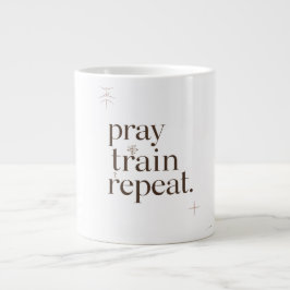 Pray Train Repeat Mug – Christian Fitness Motivati Grote Koffiekop