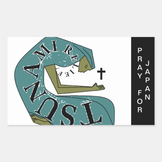 PRAY VOOR JAPAN RECHTHOEKIGE STICKER (Voorkant)
