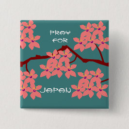 PRAY VOOR JAPAN VIERKANTE BUTTON 5,1 CM