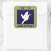 PRAY VOOR WERELDVREDE VIERKANTE STICKER (Tas)