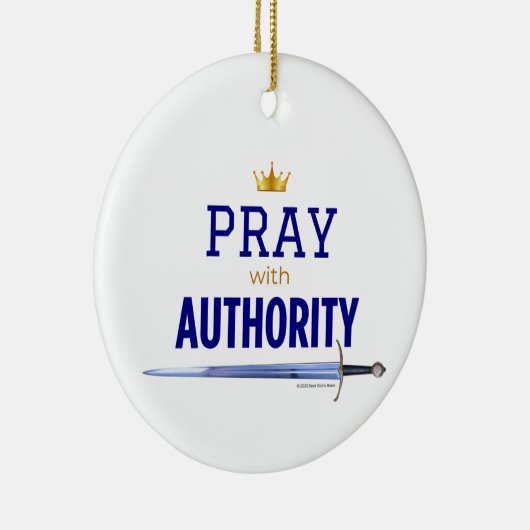 Pray with Authority - Blue,  Keramisch Ornament (Rechts)