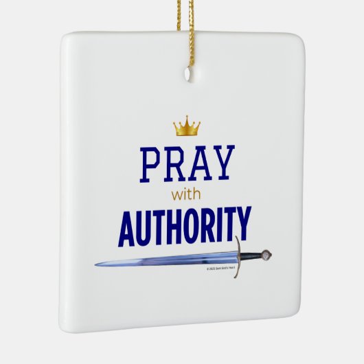 Pray with Authority - Blue Square,  Keramisch Ornament (Rechts)