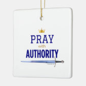Pray with Authority - Blue Square,  Keramisch Ornament (Links)