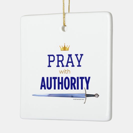 Pray with Authority - Blue Square,  Keramisch Ornament (Links)