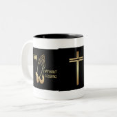 Pray zonder stopzetting tweekleurige koffiemok (Voorkant links)