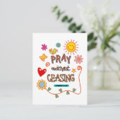 Pray zonder stopzetting van bijbelse kunst briefkaart (Staand voorkant)