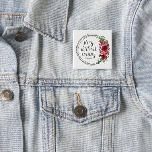 Pray zonder stopzetting vierkante button 5,1 cm (In situ)